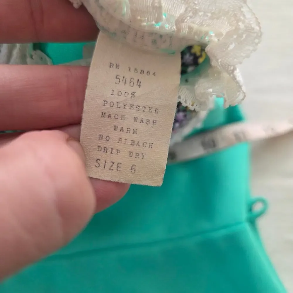 Vintage Aqua + Floral Maxi Dress 5t/6